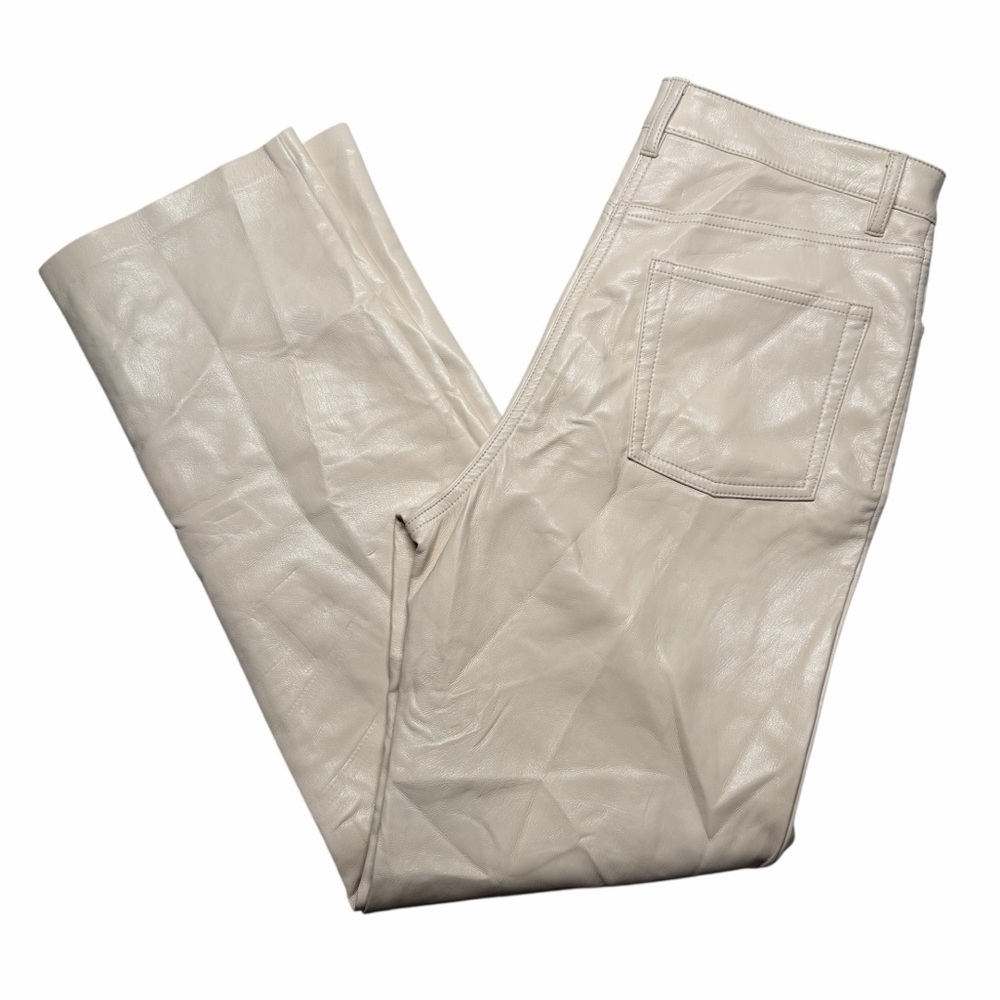 Wilfred Aritzia Faux Leather Pants White Size Small Straight Solid High Rise